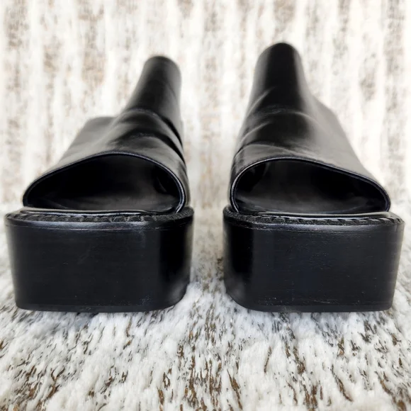 Jeffrey Campbell "Concert Platform Mule" Sandal Black Leather | Women's Size 10 - Picture 3 of 13